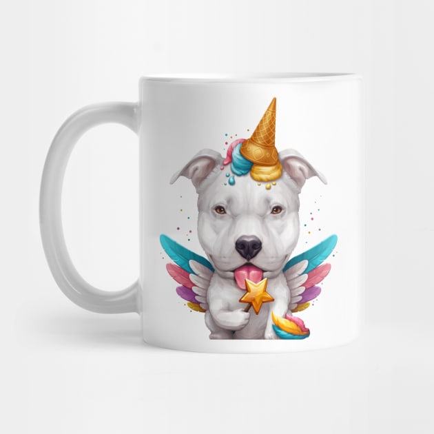 White Pitbull Ice Cream Unicorn by stonemask